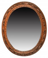CARVED OAK OVAL WALL MIRRORcir