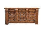 CARVED OAK PANELED COFFER OR B