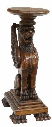 CARVED OAK SEATED GRIFFIN