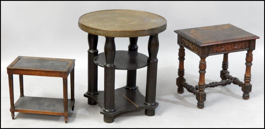 CARVED OAK SIDE TABLE. Together