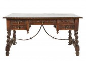 CARVED OAK SPANISH REVIVAL WRI