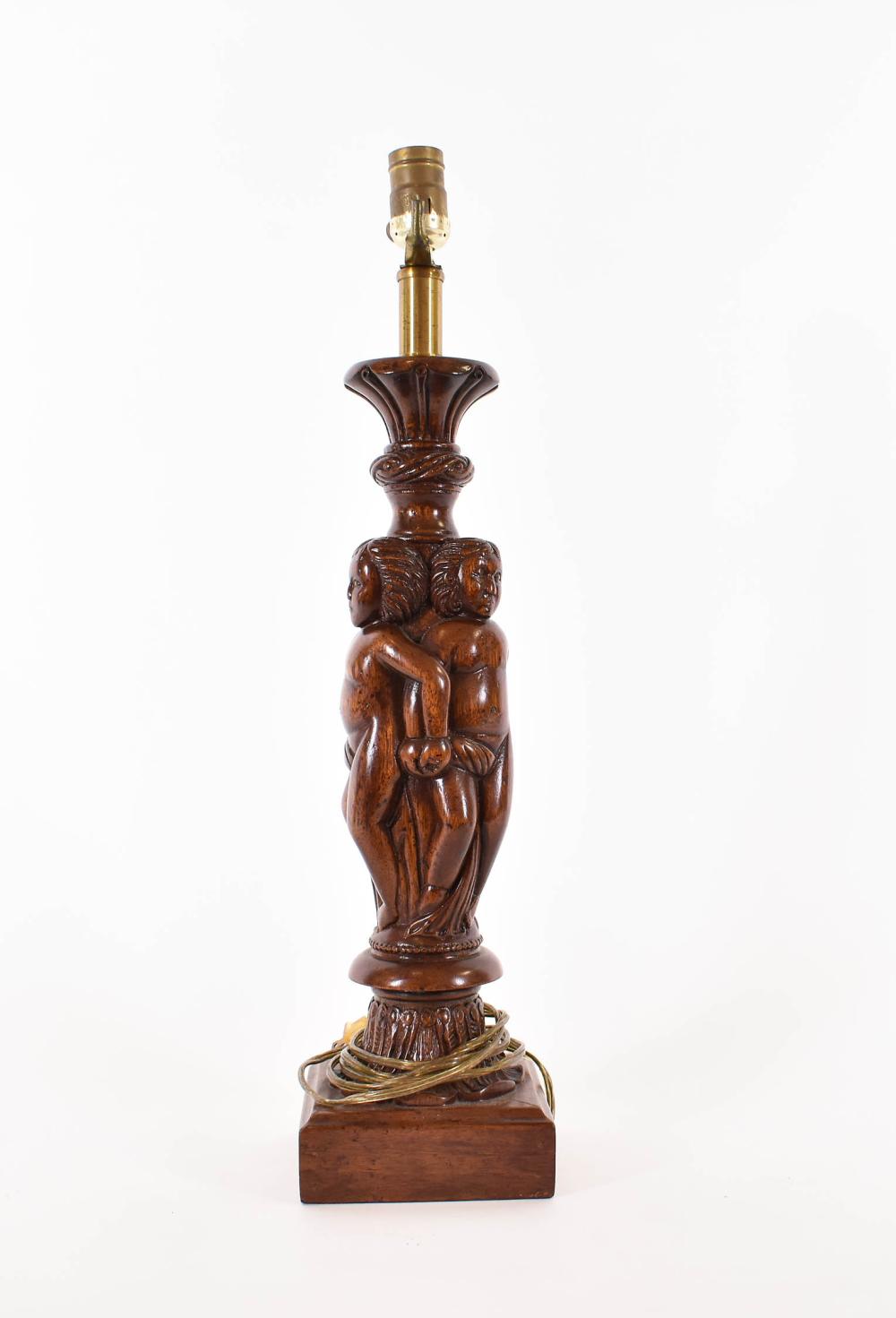 CARVED OAK TABLE LAMP20th