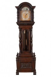 CARVED OAK TALL CASE CLOCKCARV