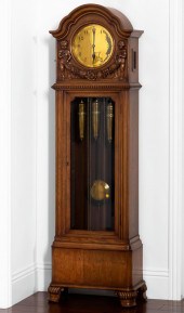 CARVED OAK TALL CASE CLOCKCarv