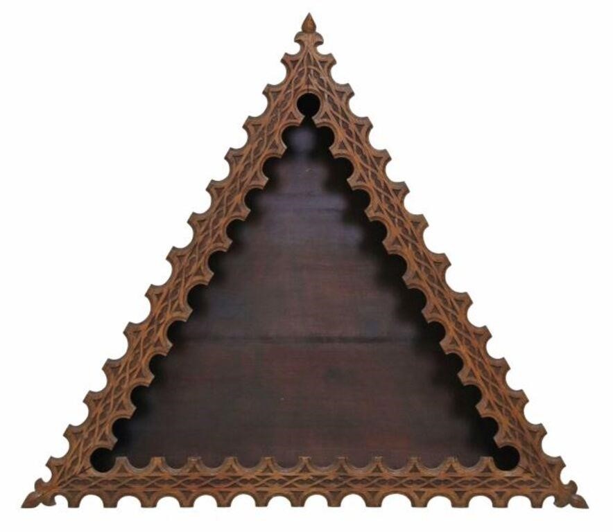 CARVED OAK TRIANGULAR