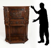 CARVED OAK VESTRY CABINET: Fir