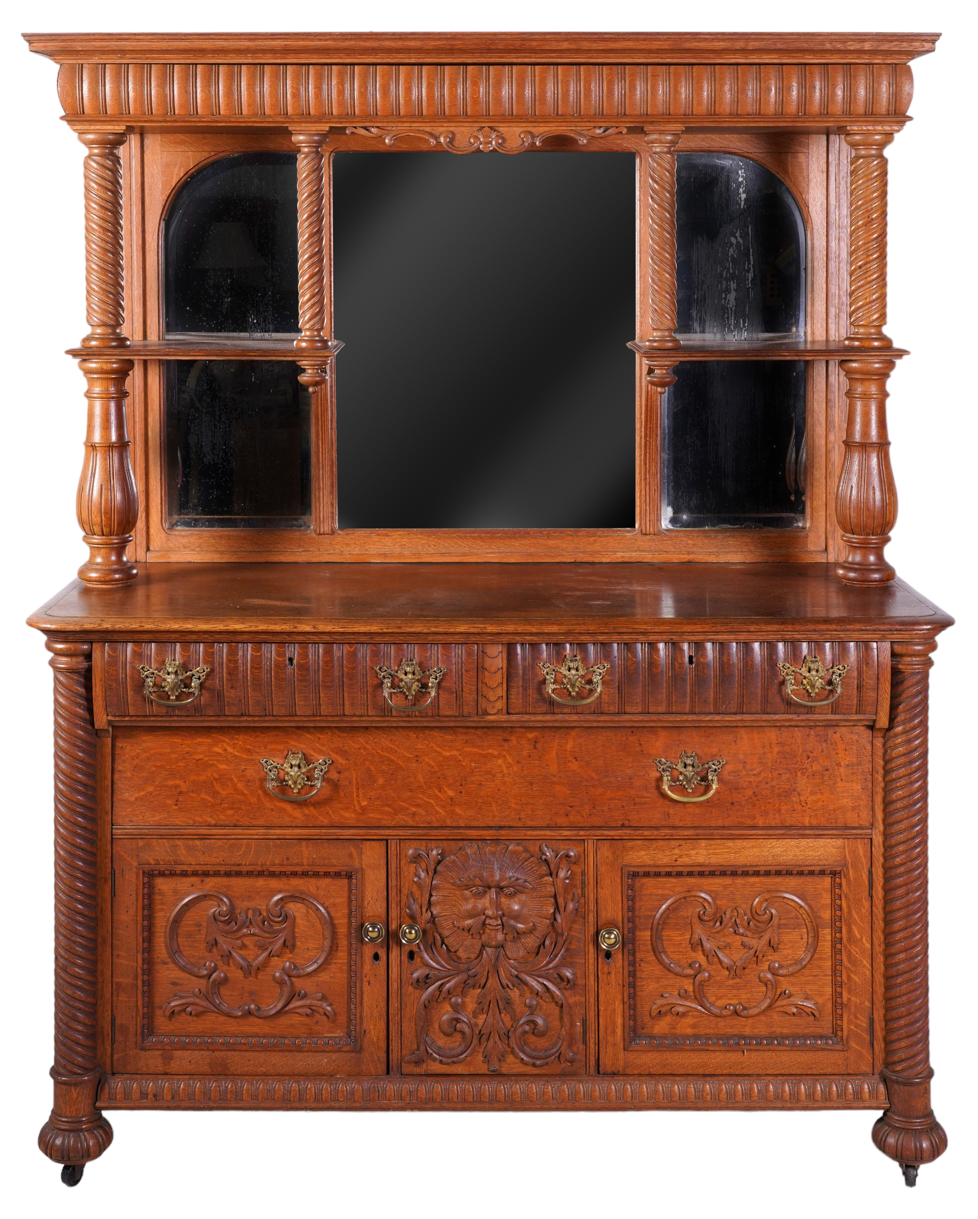 Carved Oak Victorian 2-pc