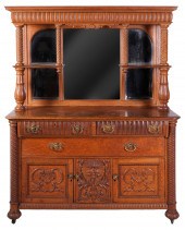Carved Oak Victorian 2-pc Side