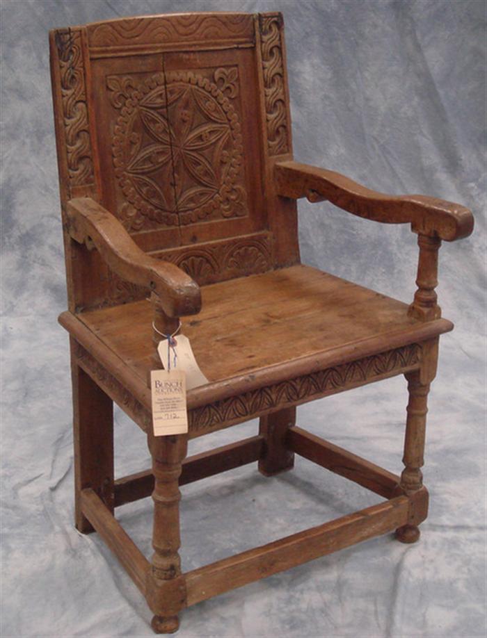 Carved oak wainscote chair. 