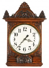 CARVED OAK WALL CLOCKwith late