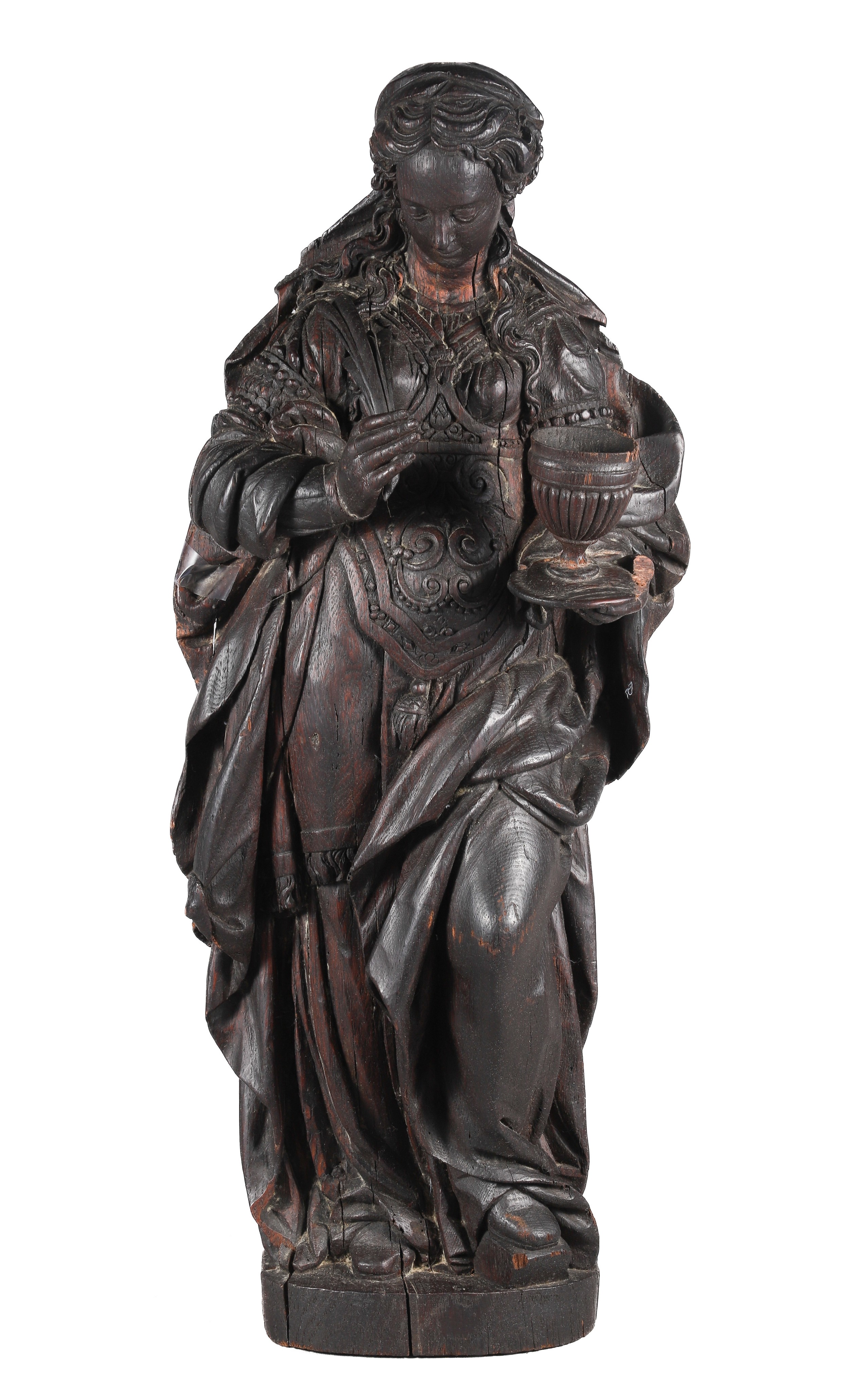 Carved oak wall hanging depicting