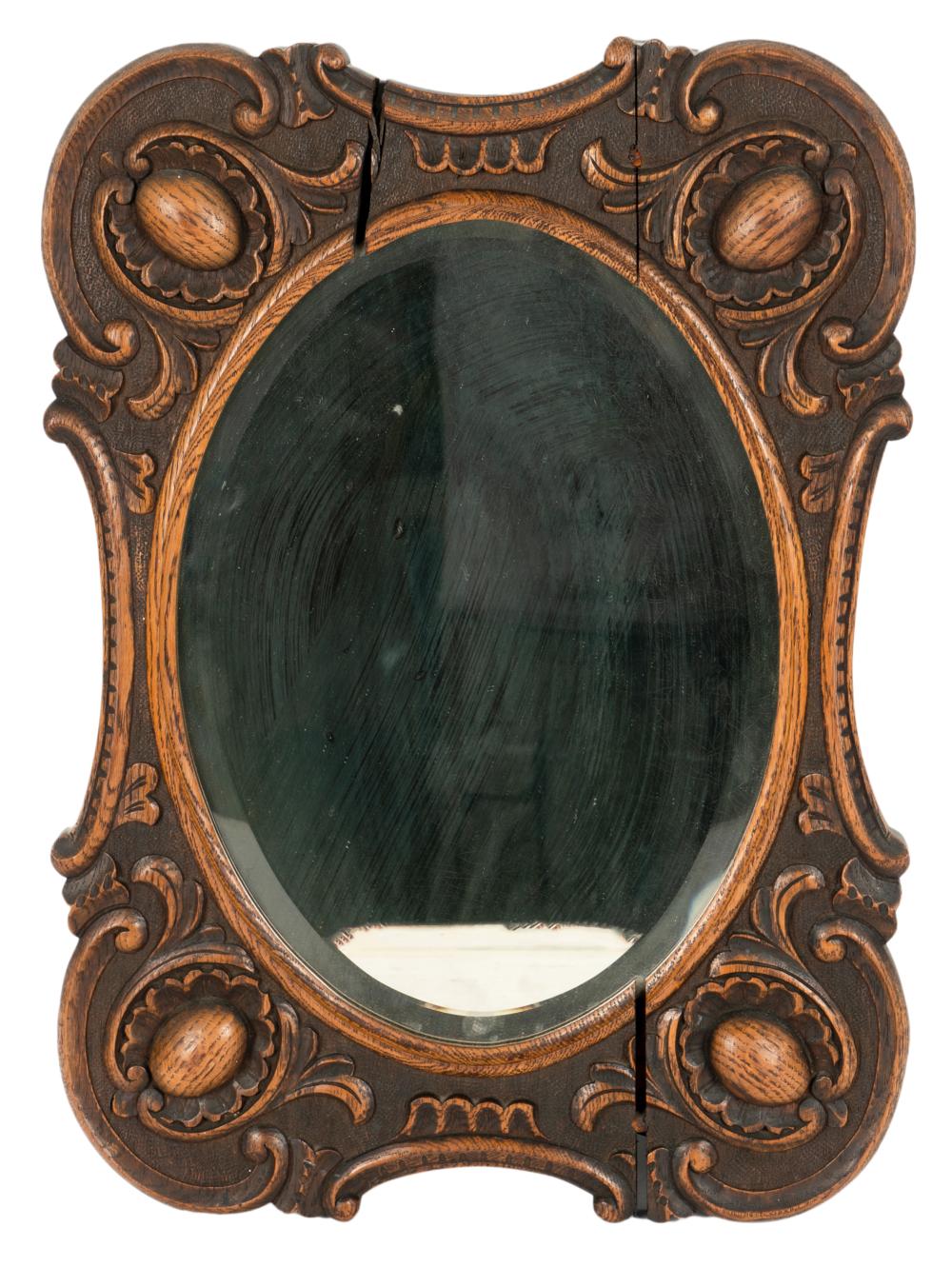 CARVED OAK WALL MIRRORCarved Oak