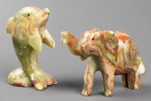 CARVED ONYX DOLPHIN & ELEPHANT