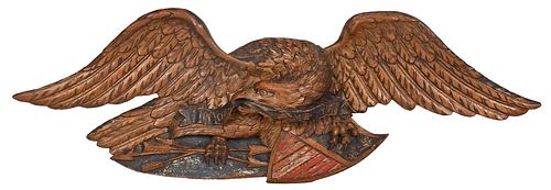 CARVED PAINTED AMERICAN SPREAD WING