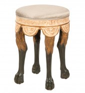 CARVED, PAINTED AND GILT STOOL