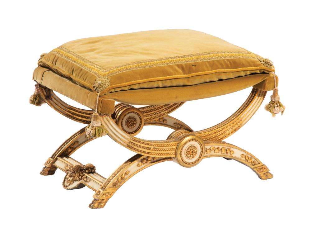 CARVED, PAINTED AND PARCEL GILT