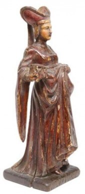 CARVED & PAINTED FIGURE MEDIEV