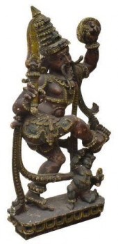 CARVED & PAINTED HINDU FIGURE