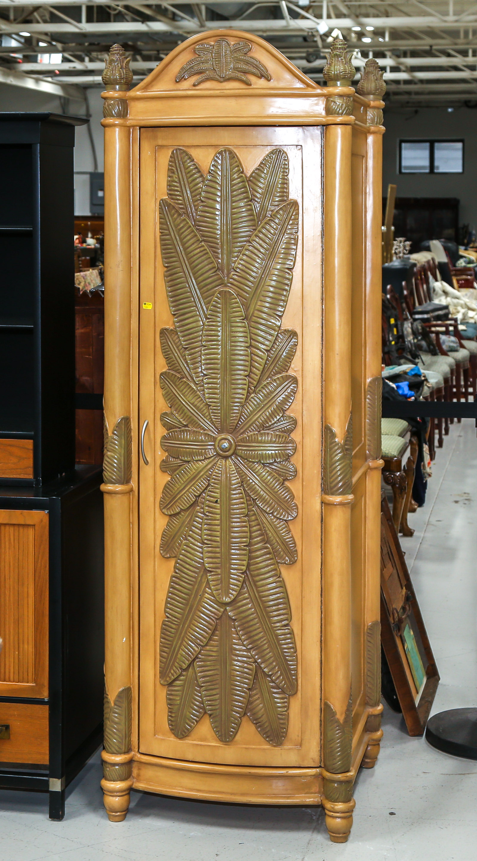 CARVED & PAINTED LINEN CABINET