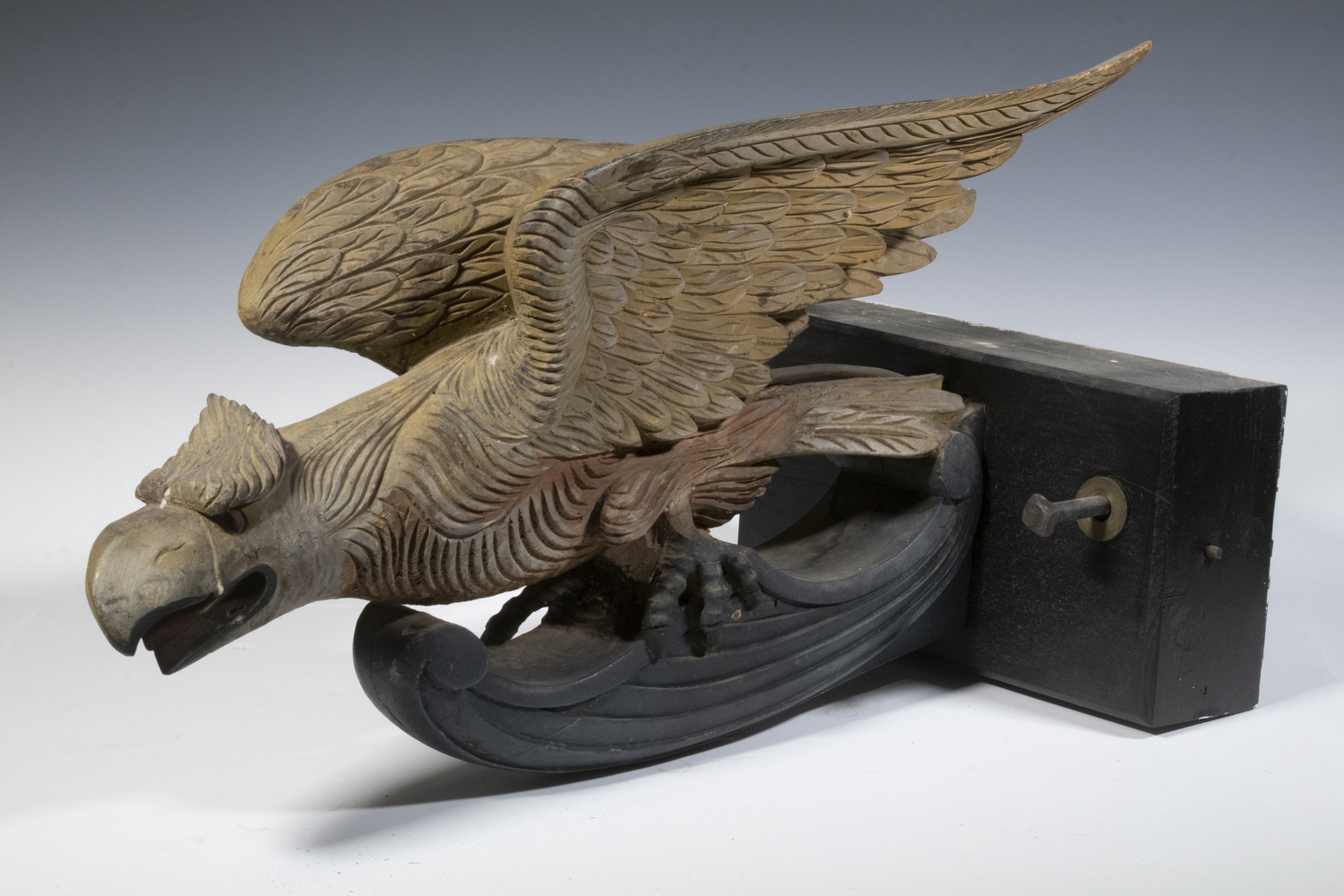 CARVED & PAINTED WALL-MOUNTED EAGLE