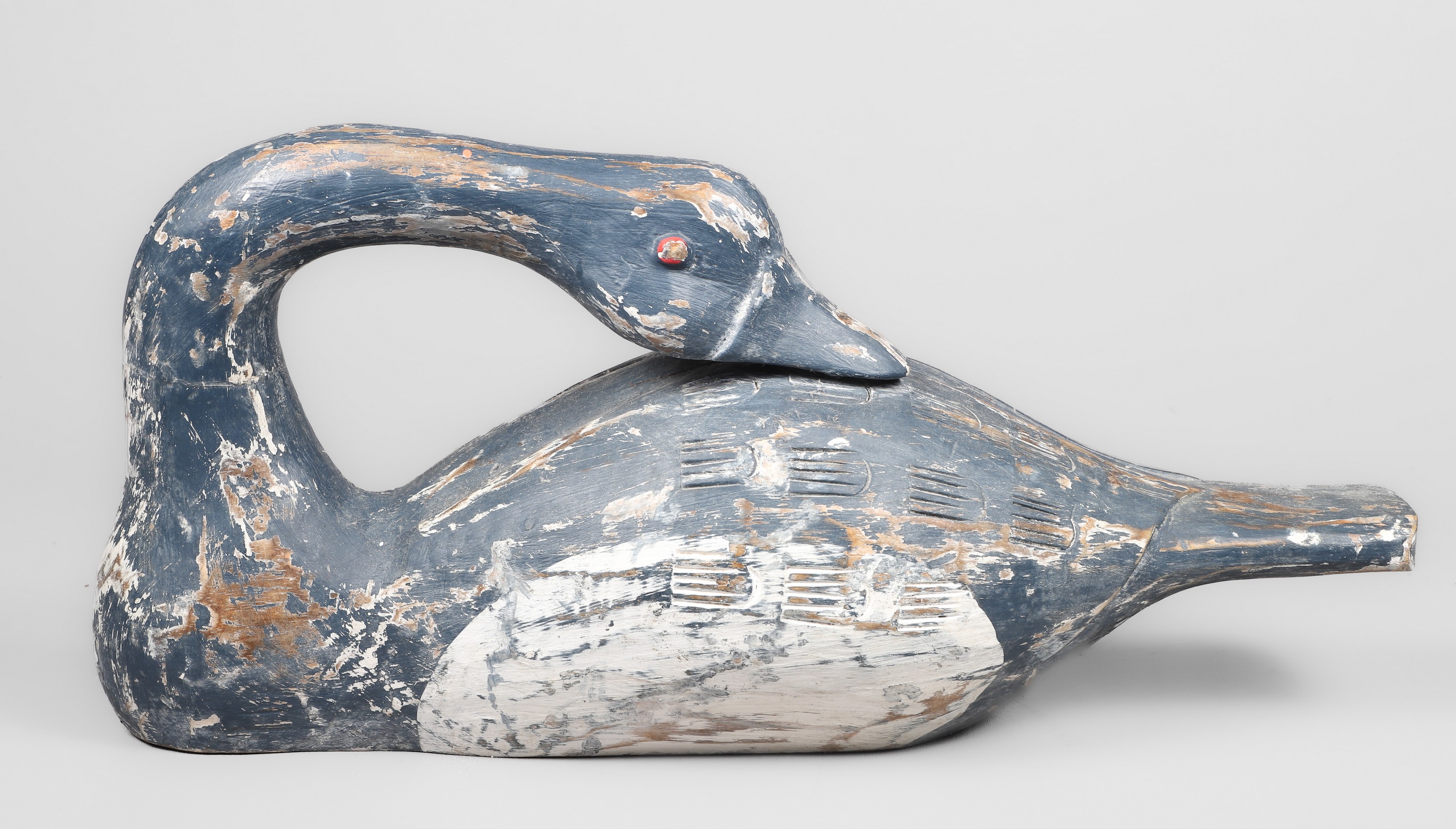 Carved & painted wood goose