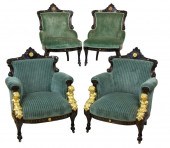 CARVED, PARCEL GILT, EBONIZED