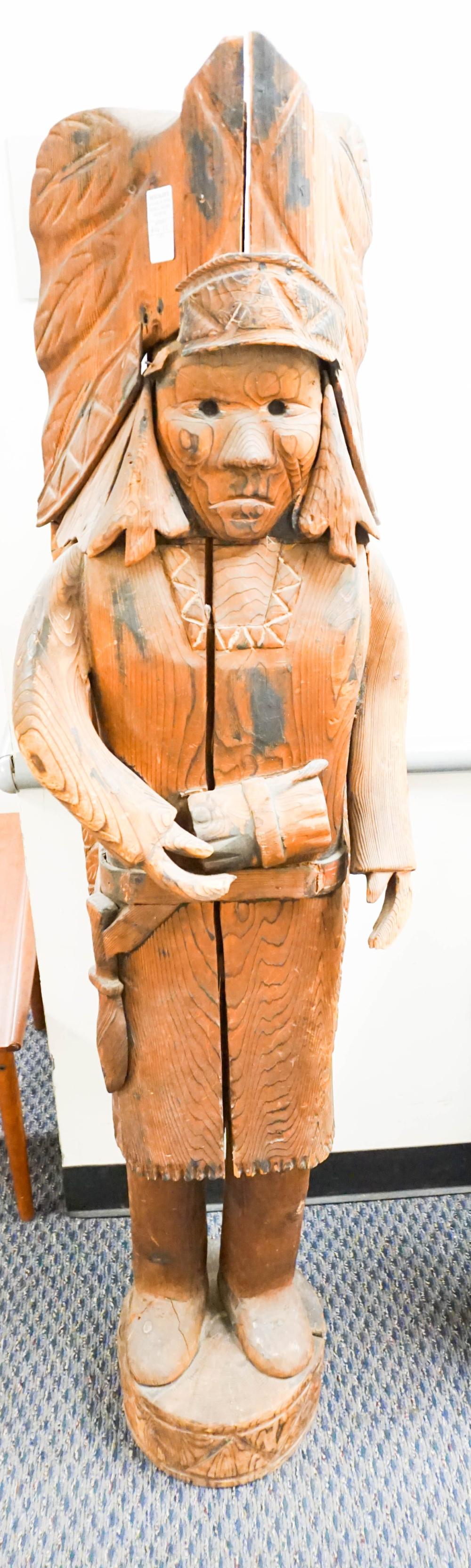 CARVED PINE CIGAR STORE AMERICAN