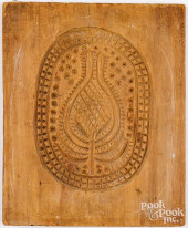CARVED PINE COOKIE BOARD, 19TH