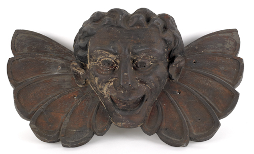 Carved pine face mask early/mid