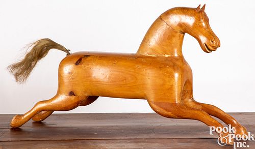 CARVED PINE HOBBY HORSECarved