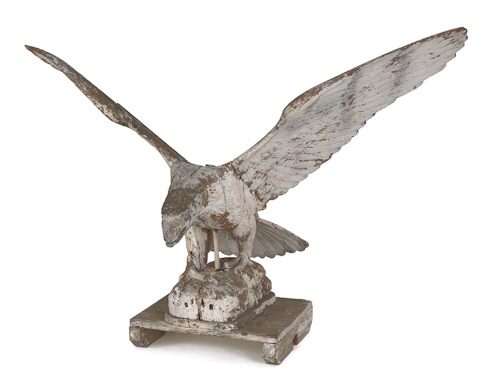 Carved pine pilot house eagle