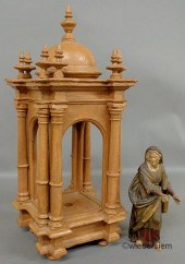 Carved pine reliquary with fre