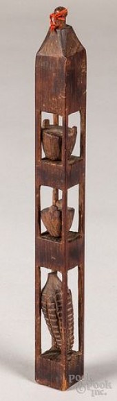 CARVED PINE WHIMSEY, 19TH C.Ca
