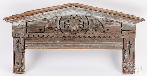 CARVED PINE WINDOW PEDIMENT, 19TH