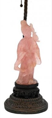 CARVED PINK QUARTZ FIGURE OF A