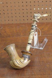 CARVED PIPE. Ivory pipe having