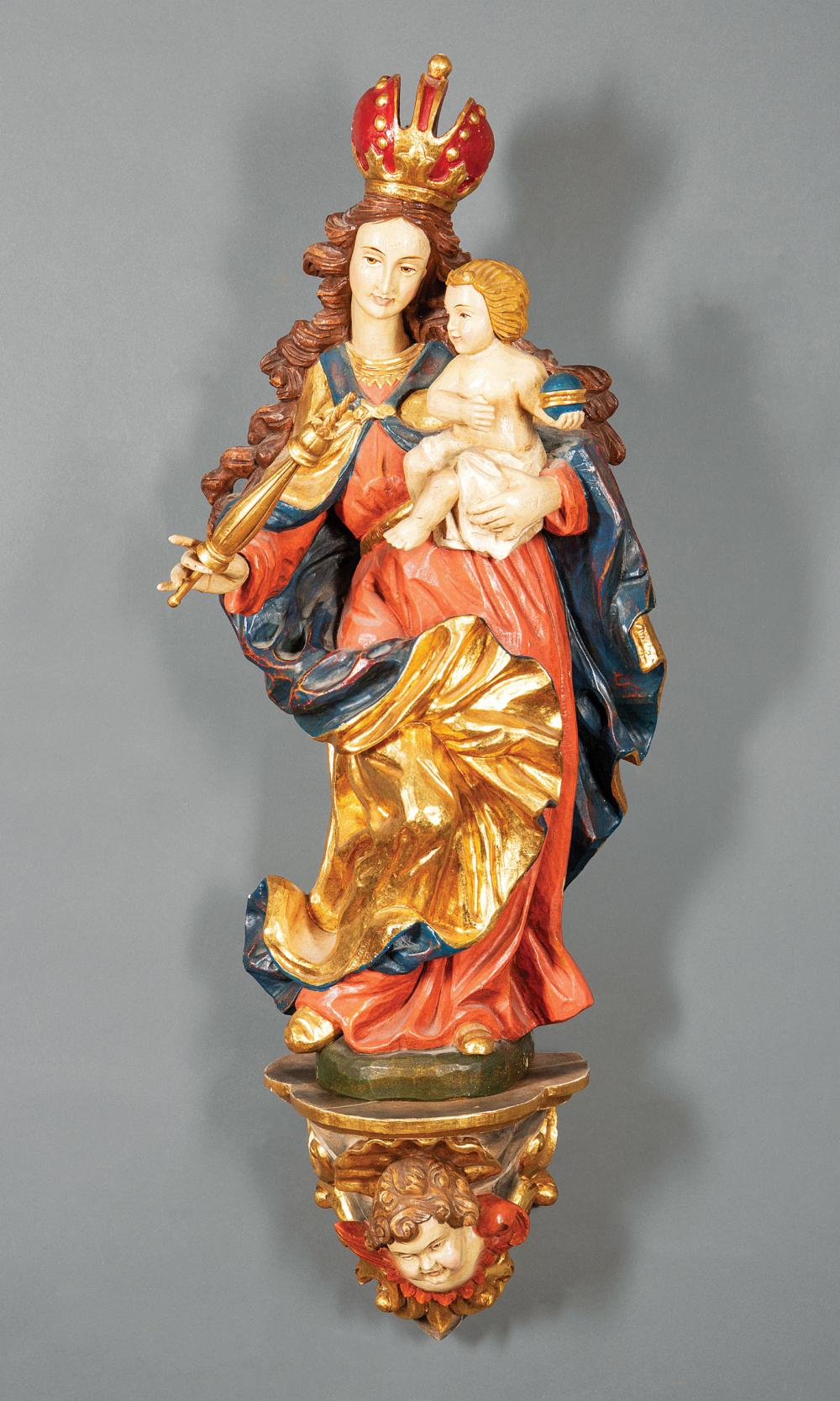 CARVED POLYCHROME AND GILT