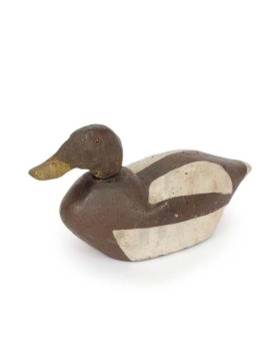 CARVED POLYCHROME DUCK DECOY FROM A