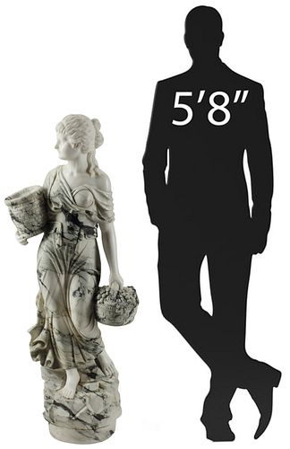 CARVED POLYCHROME MARBLE SCULPTURE,