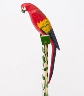 CARVED POLYCHROME PARROT, QUEB