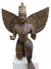 CARVED POLYCHROME WOOD FIGURE,