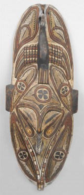 CARVED POLYCHROME WOOD MASK, N