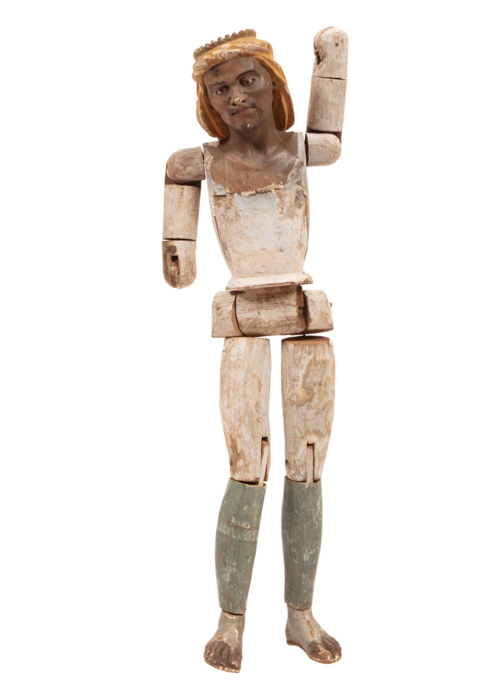 CARVED, POLYCHROMED FIGURES OF A
