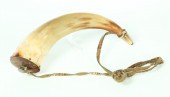 CARVED POWDER HORN.  American