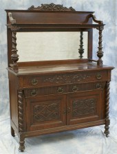 Carved quartered oak Victorian