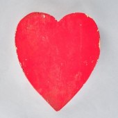 CARVED RED HEARTA large wood c