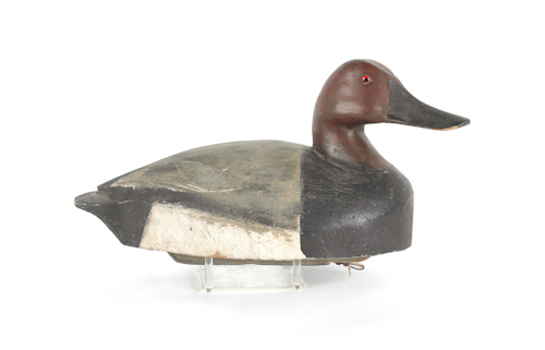 Carved redheaded duck decoy