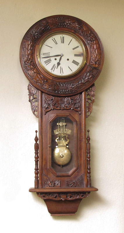 CARVED REGULATOR WALL CLOCK: 20th