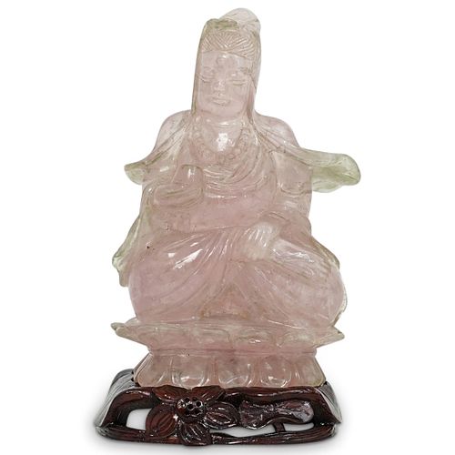 CARVED ROSE QUARTZ GUAN YIN