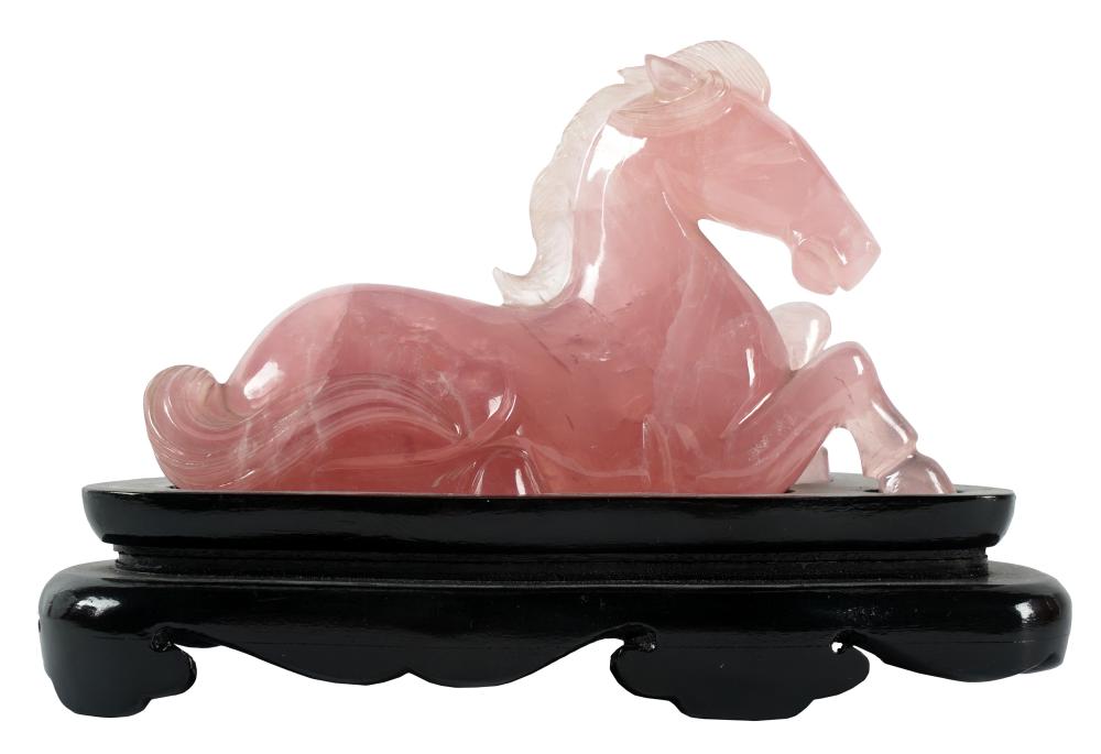 CARVED ROSE QUARTZ HORSE FIGUREwith